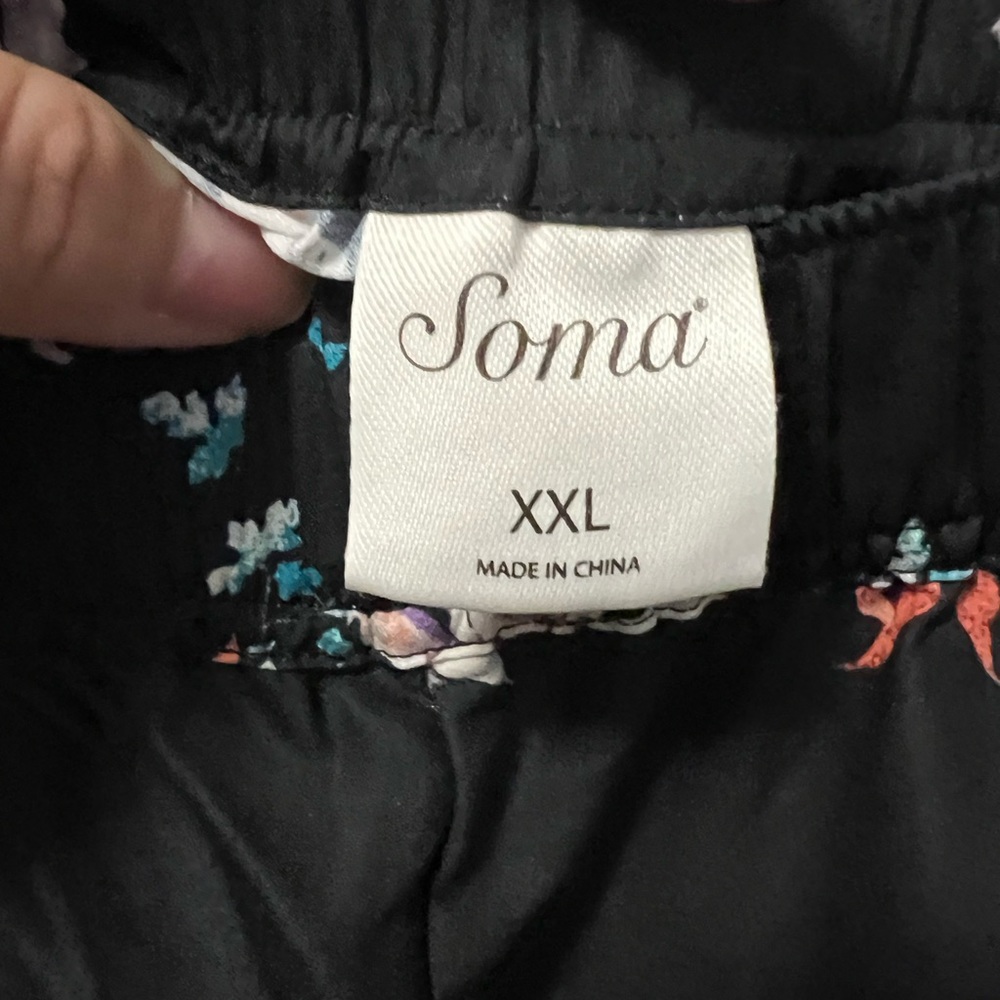 Soma Drama Pajama Pants Roma Floral Scarf Black plus size - Picture 4 of 9